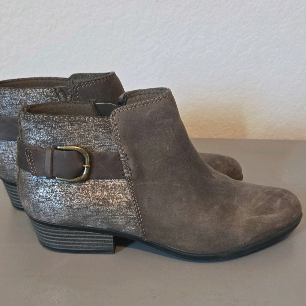 Clarks Gray and Brown Ankle Booties